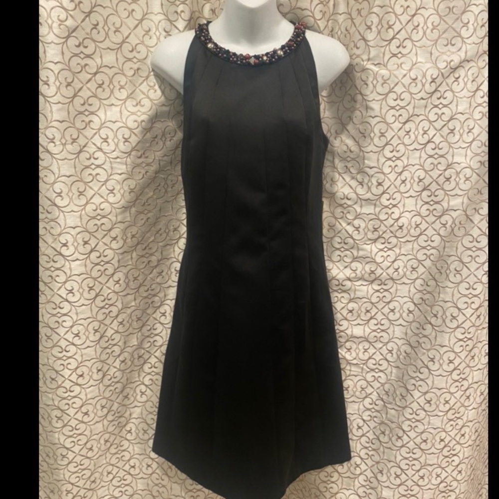 NWT $400!  *Kay Unger* black sleeveless a-line LBD sz 12